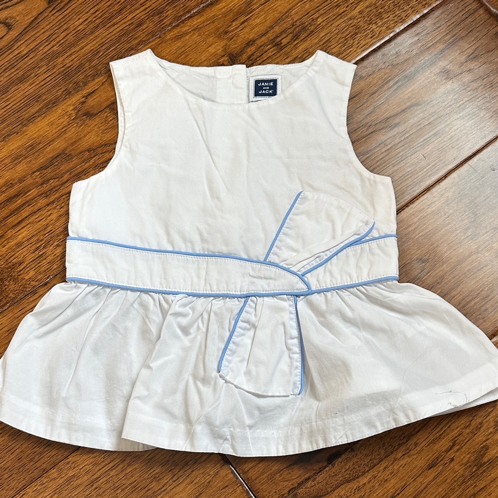 Janie and Jack White  Sleeveless Top with Blue Accents